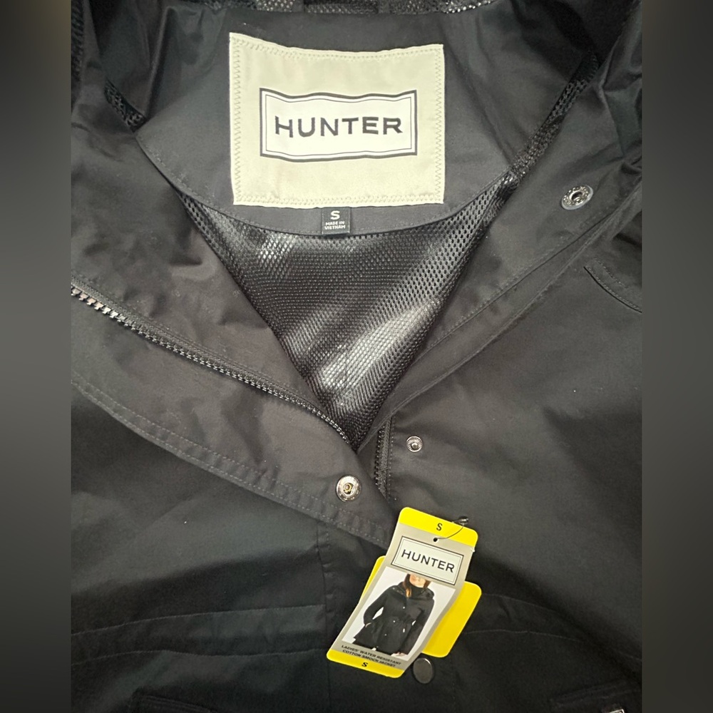 Hunter Womens Black Hooded Rain Jacket Small Waterproof Smock NWT - Picture 5 of 10